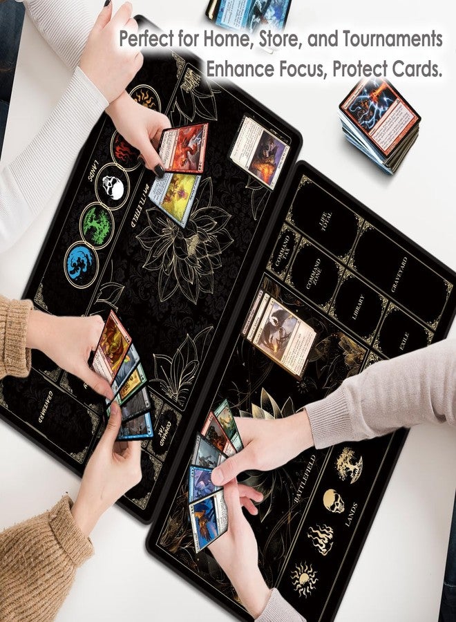 FROGIGO MTG Playmat with Play Zones - Magic Play mat Card Game Mat for Magic The Gathering, Lotus & Basic Lands Design, 24x14 inch, Stitched Edge, Non-Slip Base with Prismatic Playmat Tube-Colorful Lands - Image 5
